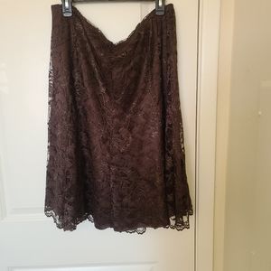 NWT Jones New York Collection Edwardian Lace Brown Skirt.
